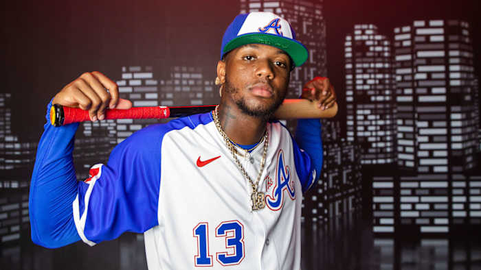 Ronald Acuna Jr. in City Connect jersey